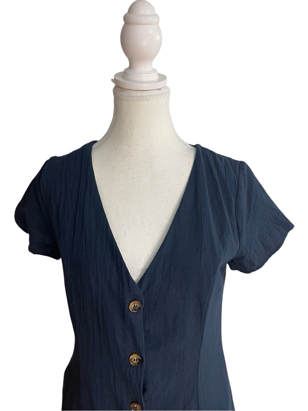 Lulus Everyday Sweetness Button Front Mini Dress With Pockets Navy Blue - Picture 2 of 16